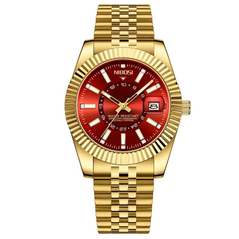 Relógio Masculino Nibosi Regent — Linha Dourada