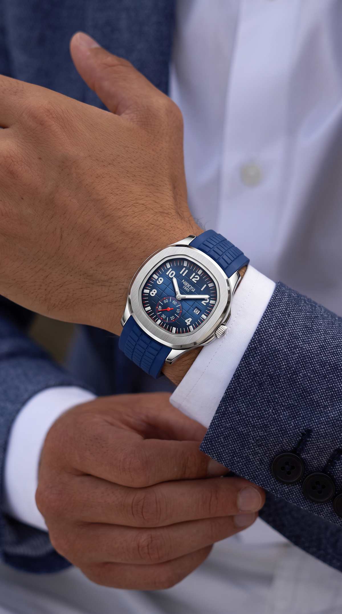 Relógio Nibosi Aquanaut Azul com terno
