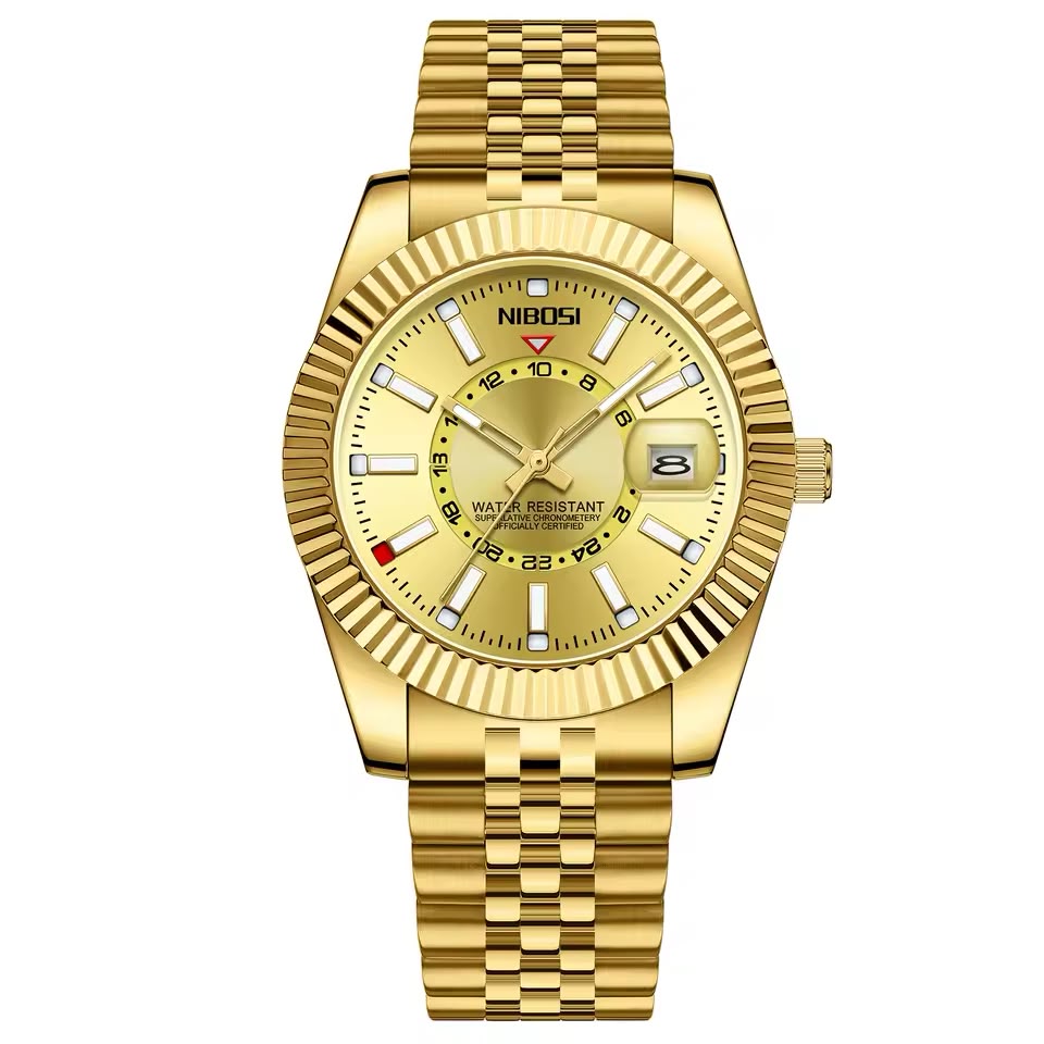 Relógio Masculino Nibosi Regent — Linha Dourada